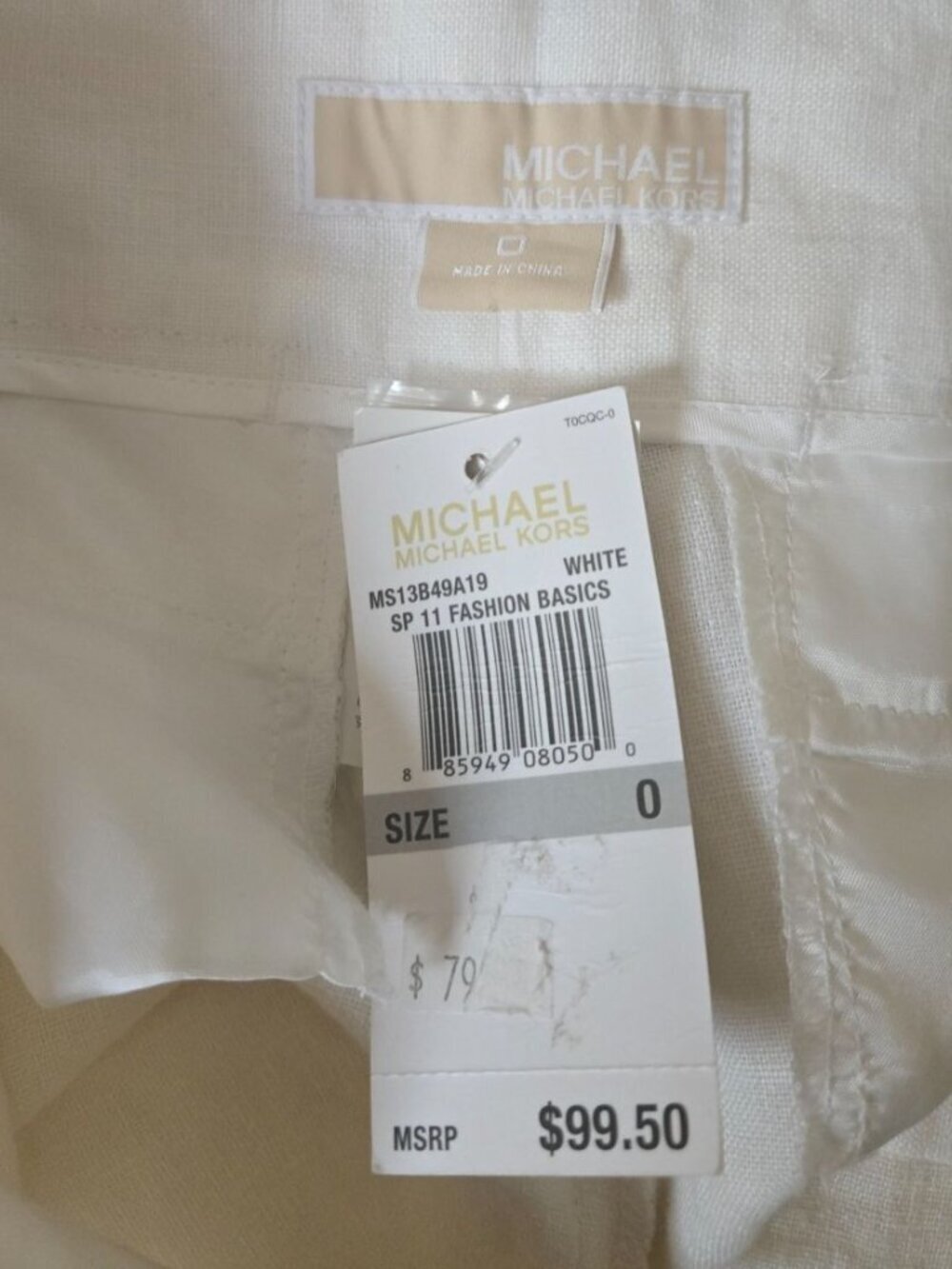 Michael Michael Kors Linen Pants Women White Pockets Fashion Basics size 0 - Picture 7 of 10